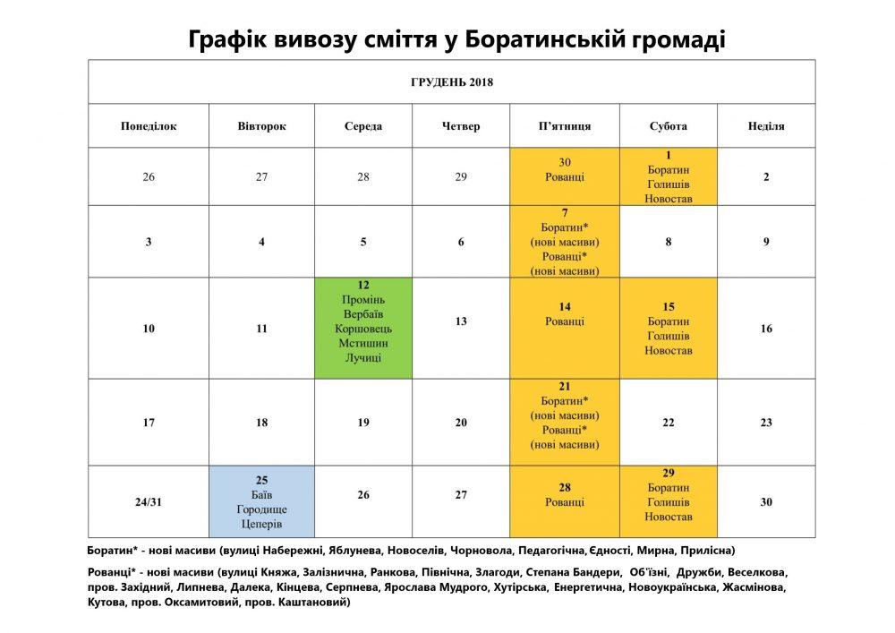 Графік вивозу сміття