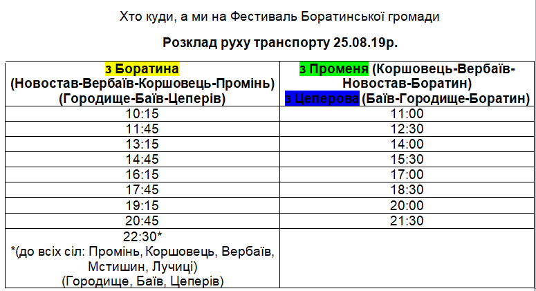 розклад руху транспорту